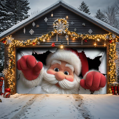 Lorva Christmas Garage Door Banner Decoration Santa's Surprise