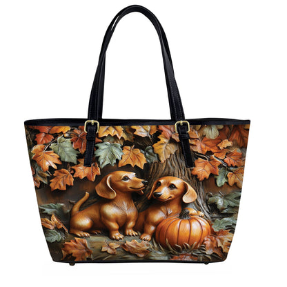 Lorva Dachshund Leather Bag Autumn Tails
