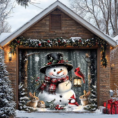 Lorva Snowman Christmas Garage Door Banner Decoration Love Time