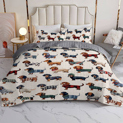 Dachshund Lorva All Season Quilt 3-Piece Set Joyful