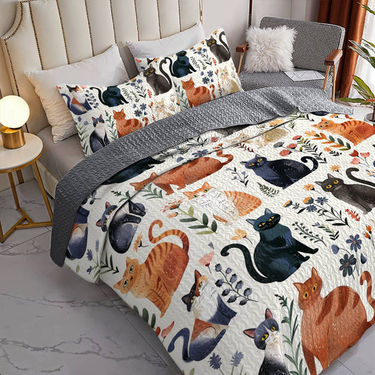 Lorva All Season Quilt 3-Piece Set Cat Garden