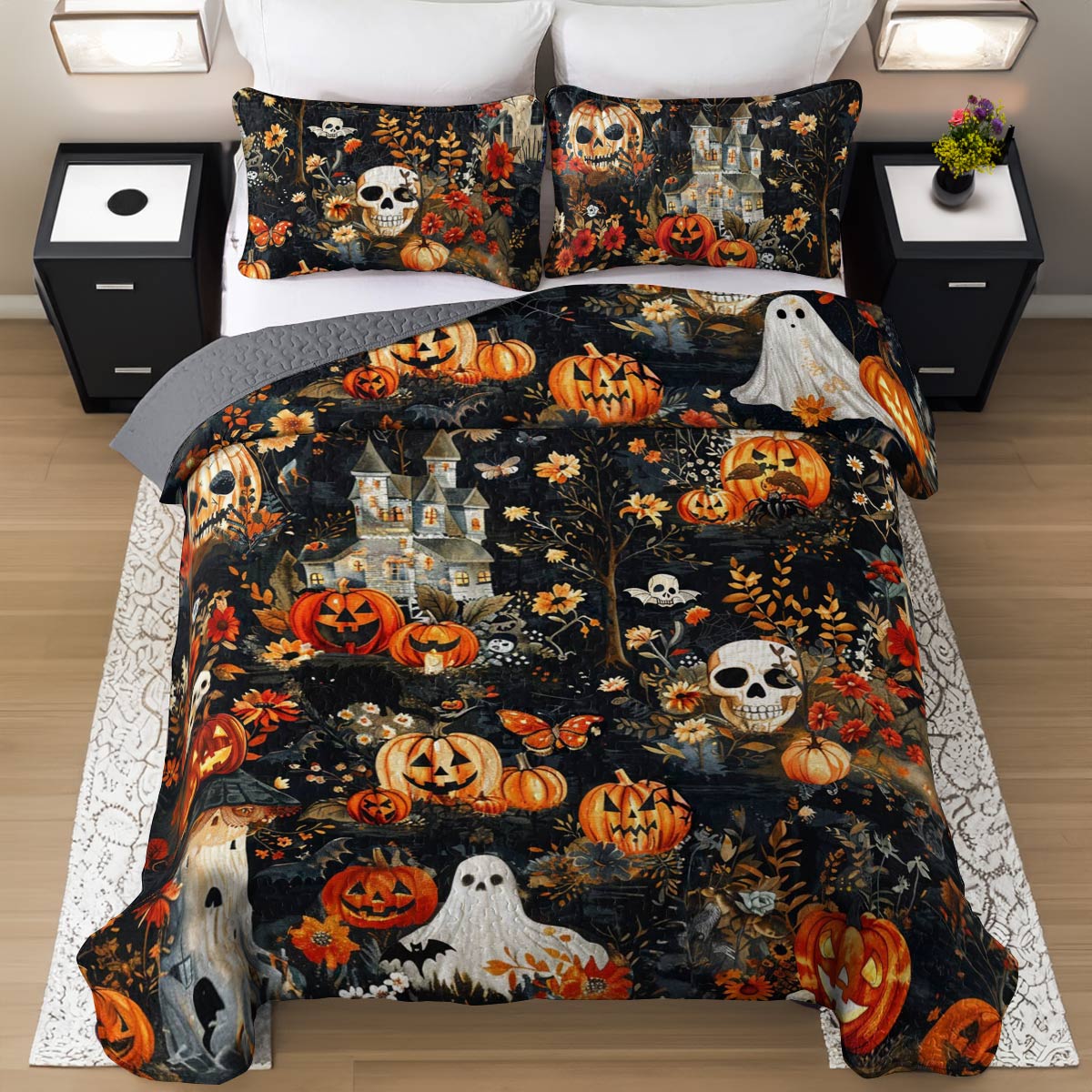Halloween Lorva All Season Quilt 3-Piece Set Charming Floral Autumn