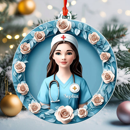 Lorva Nurse 2D Personalized Acrylic Ornament Compassion Bloom