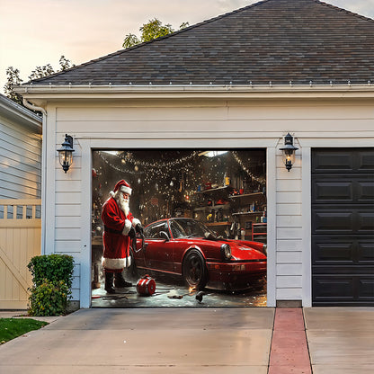 Lorva Christmas Garage Door Banner Decoration Santa’s Christmas Workshop