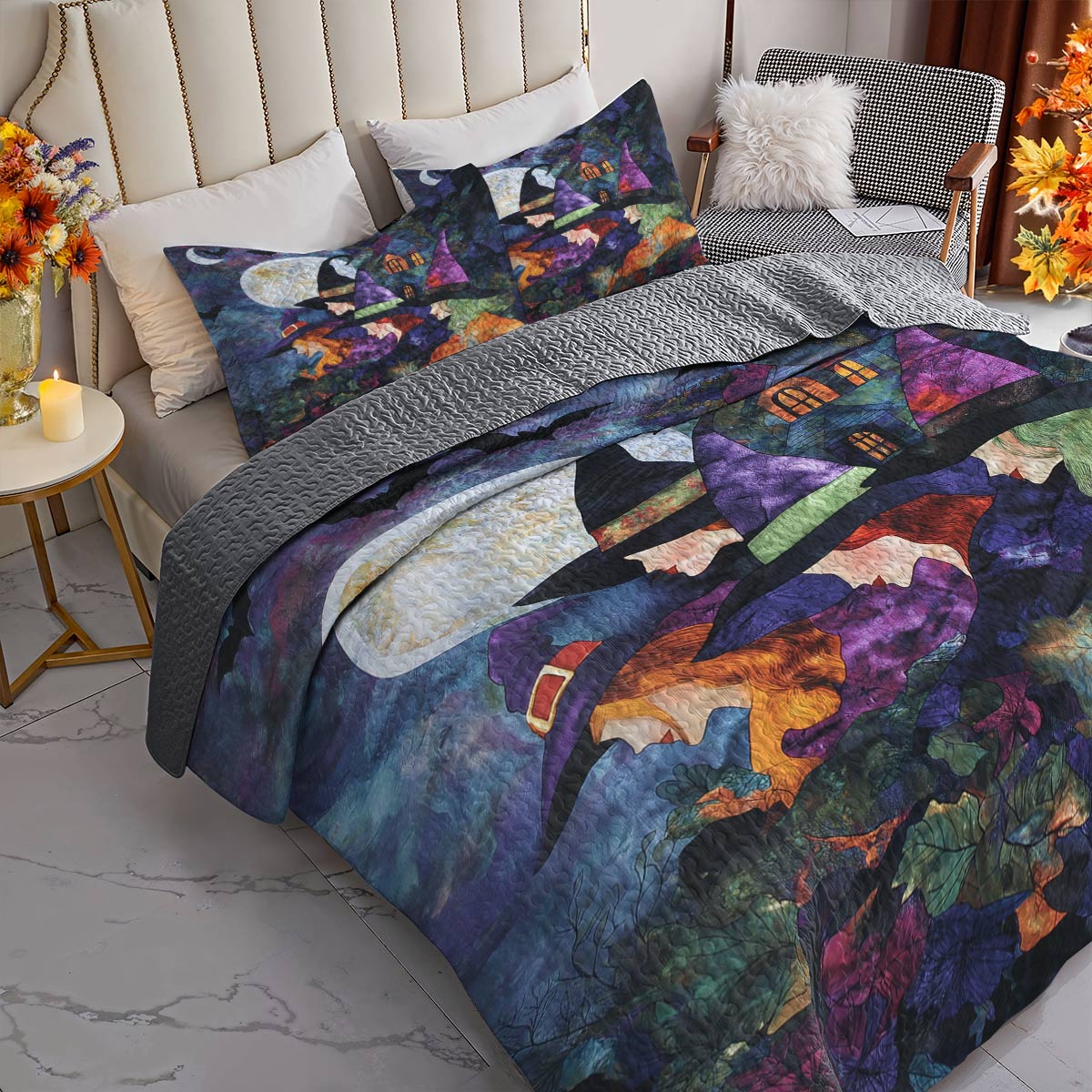 Witch Lorva All Season Quilt 3-Piece Set Moonlit Witches