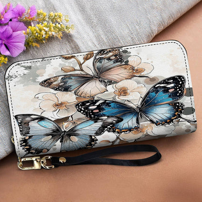 Lorva Butterfly Leather Wallet Charming Orchid Butterflies