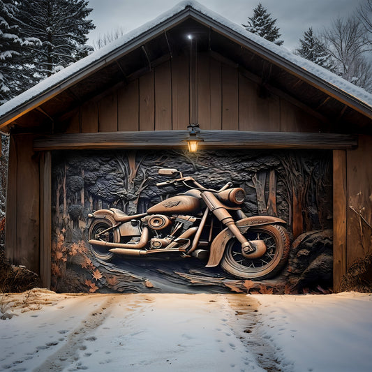 Lorva Garage Door Banner Decoration Rustic Classic Motorcycle