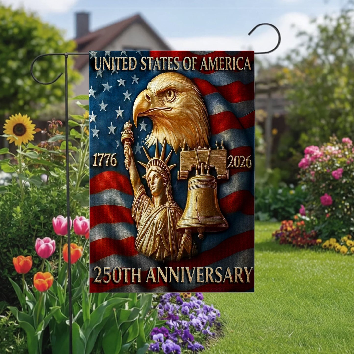 Lorva Garden Flag America 250th Anniversary