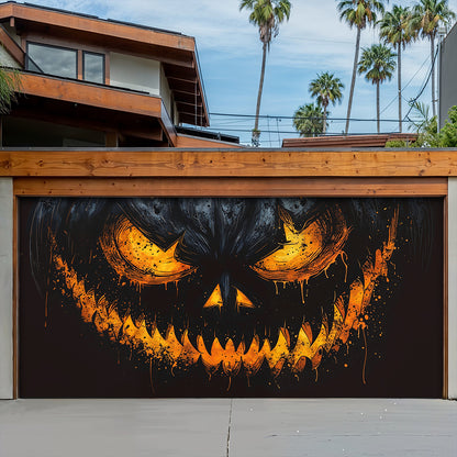 Lorva Halloween Garage Door Banner Decoration Sinister Pumpkin Face