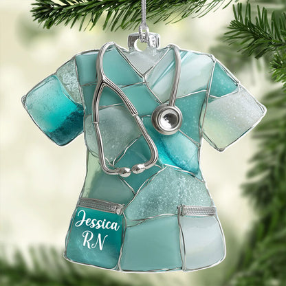 Lorva Personalized Nurse 2D Acrylic Ornament Scrub Shine