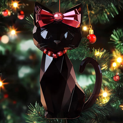 Lorva Black Cat Personalized 2D Acrylic Ornament Glimmerpaws Of Christmas