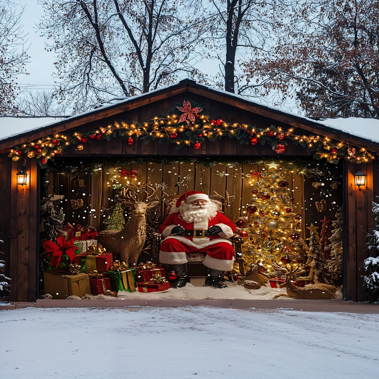 Lorva Christmas Garage Door Banner Decoration Cozy Home