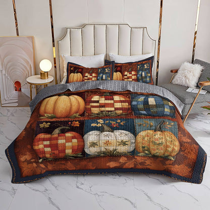 Halloween Lorva All Season Quilt 3-Piece Set Farmhouse Plaid Pumpkins