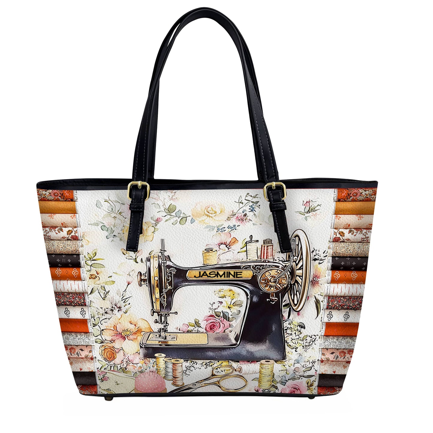 Lorva Personalized Sewing Leather Tote  Bag Vintage Bloom