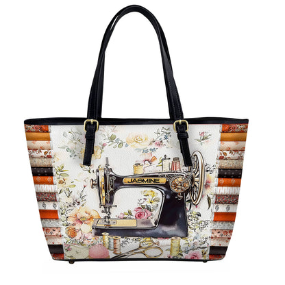 Lorva Personalized Sewing Leather Tote  Bag Vintage Bloom
