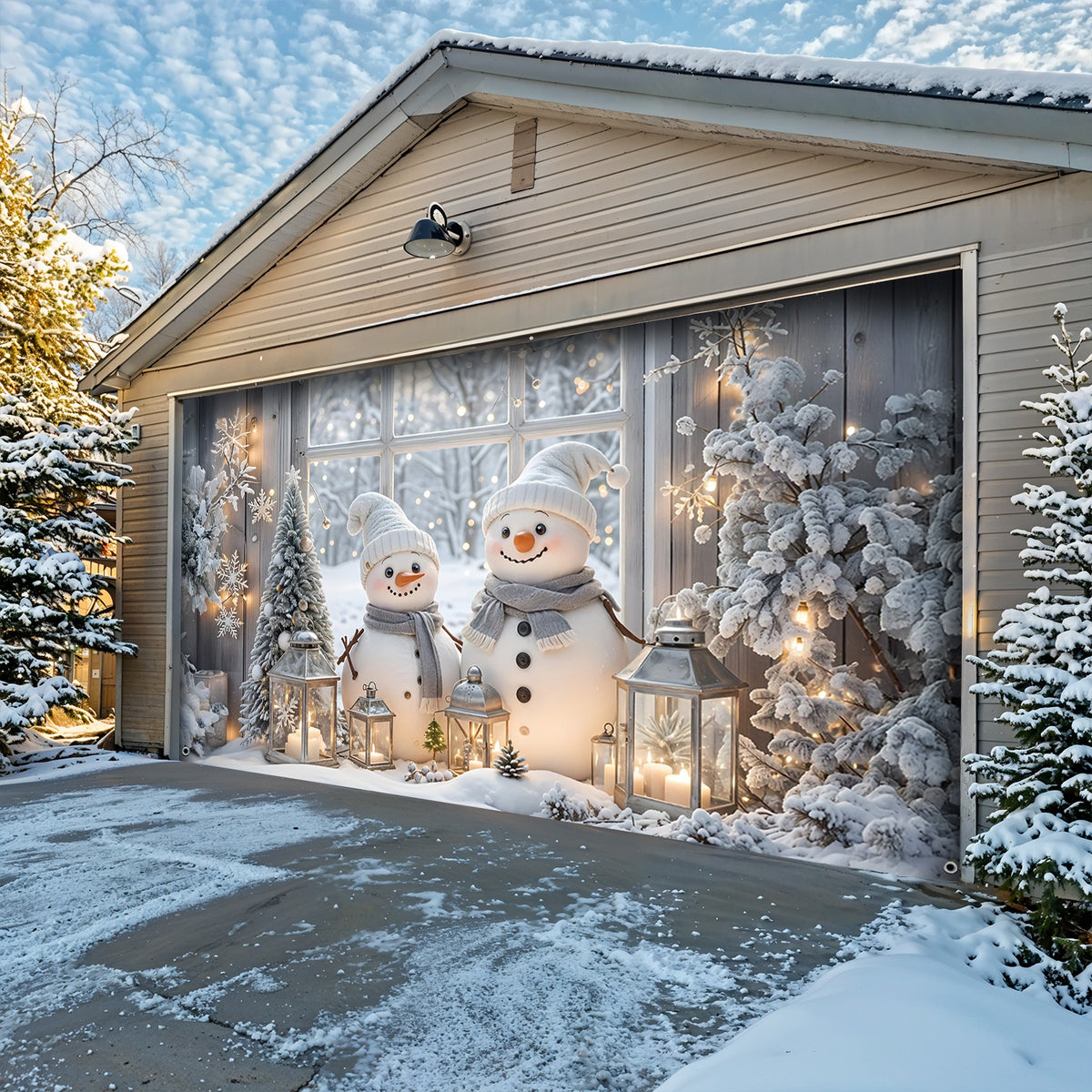 Lorva Snowman Garage Door Banner Decoration Beautiful Life