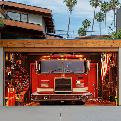 Lorva Garage Door Banner Decoration Firefighter Station Glory