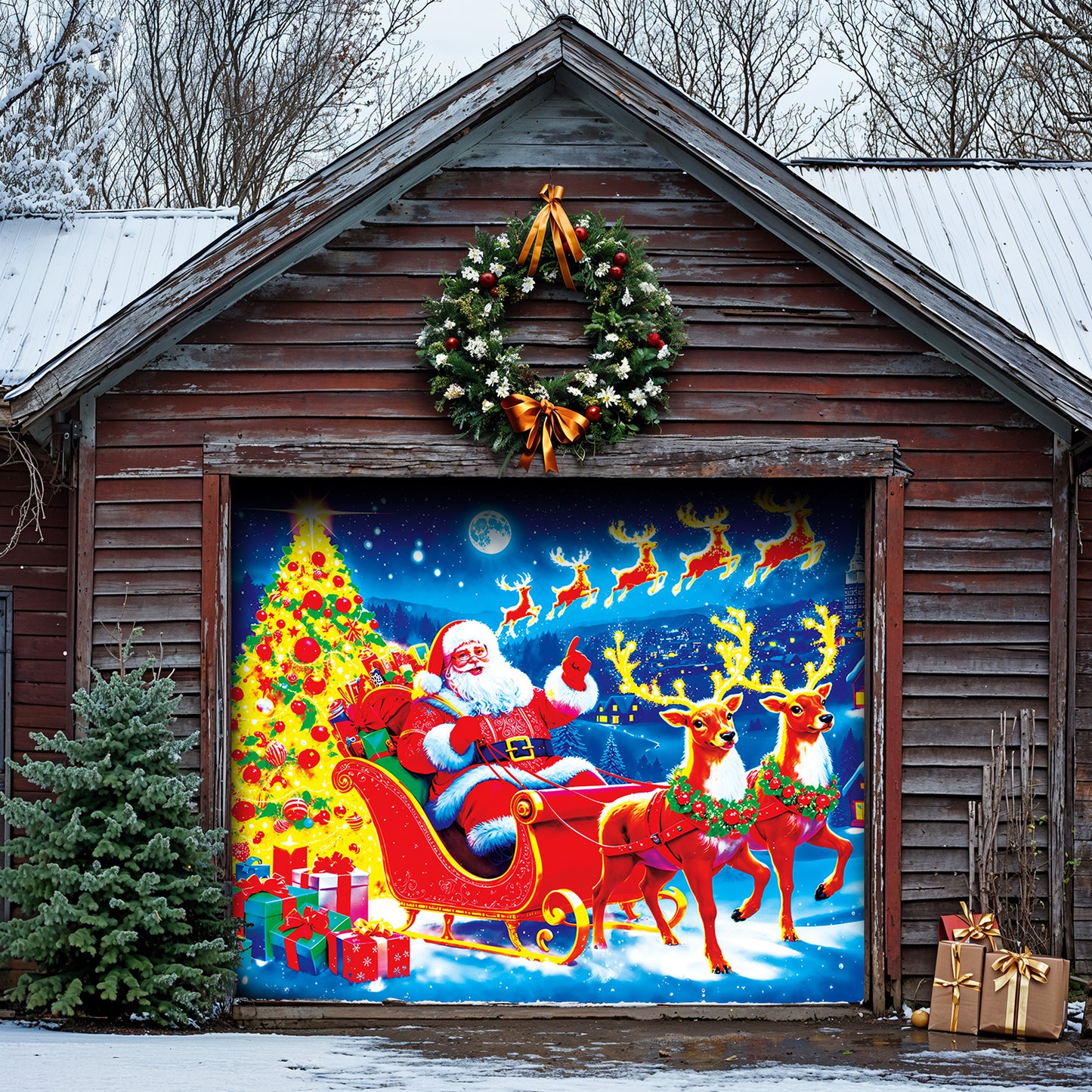 Lorva Christmas Garage Door Banner Decoration Merry Christmas