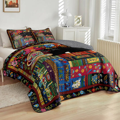 Lorva Cat All Season Quilt 3-Piece Set Whispers Of Flowers, Coffee, And A Stack Of Books