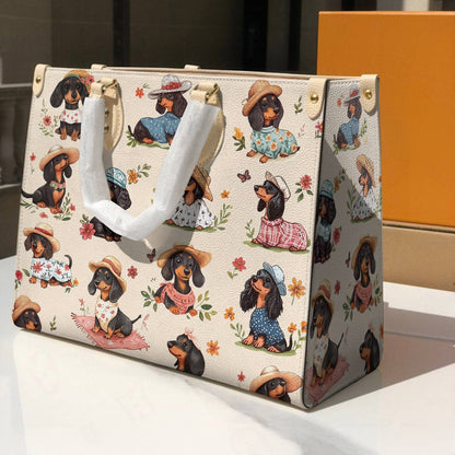 Lorva Dachshund Leather Bag Picnic Doxies