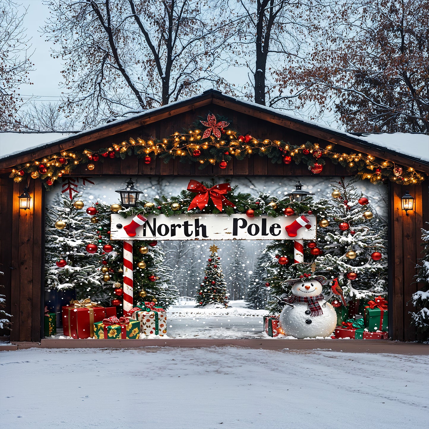 Lorva Christmas Garage Door Banner Decoration Beautiful North Pole