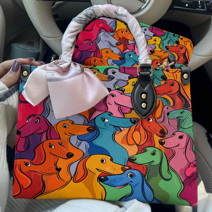 Lorva Dachshund Leather Bag Rainbow Sausage Squad