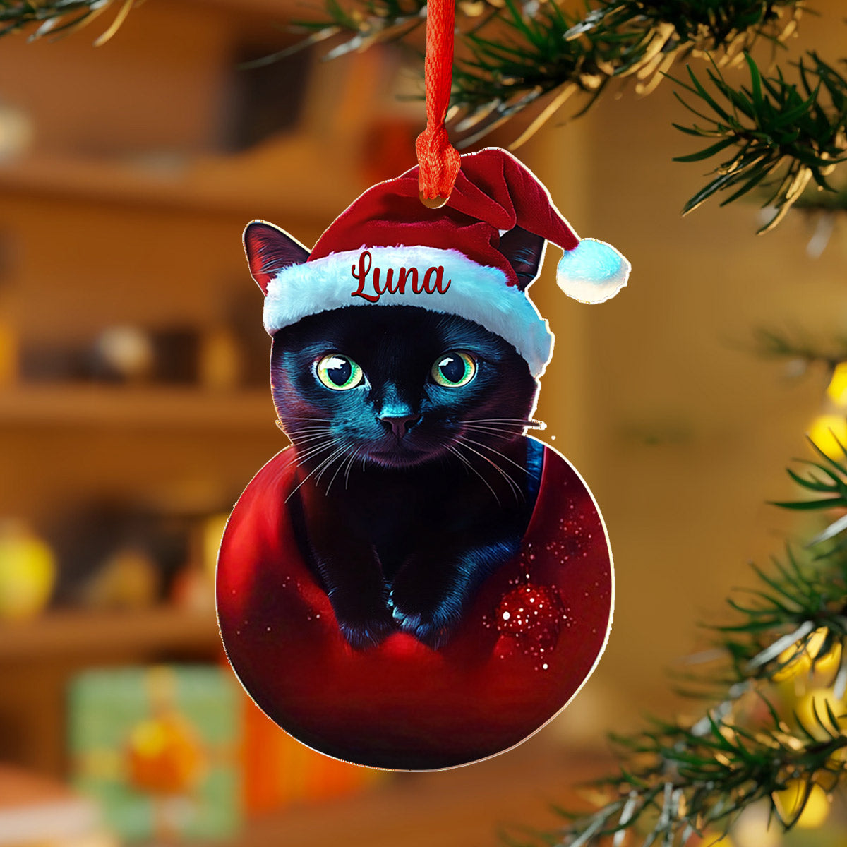 Lorva Cat Personalized 2D Acrylic Ornament Cute Black Cat