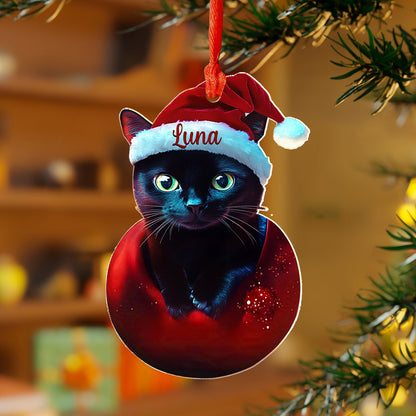 Lorva Cat Personalized 2D Acrylic Ornament Cute Black Cat