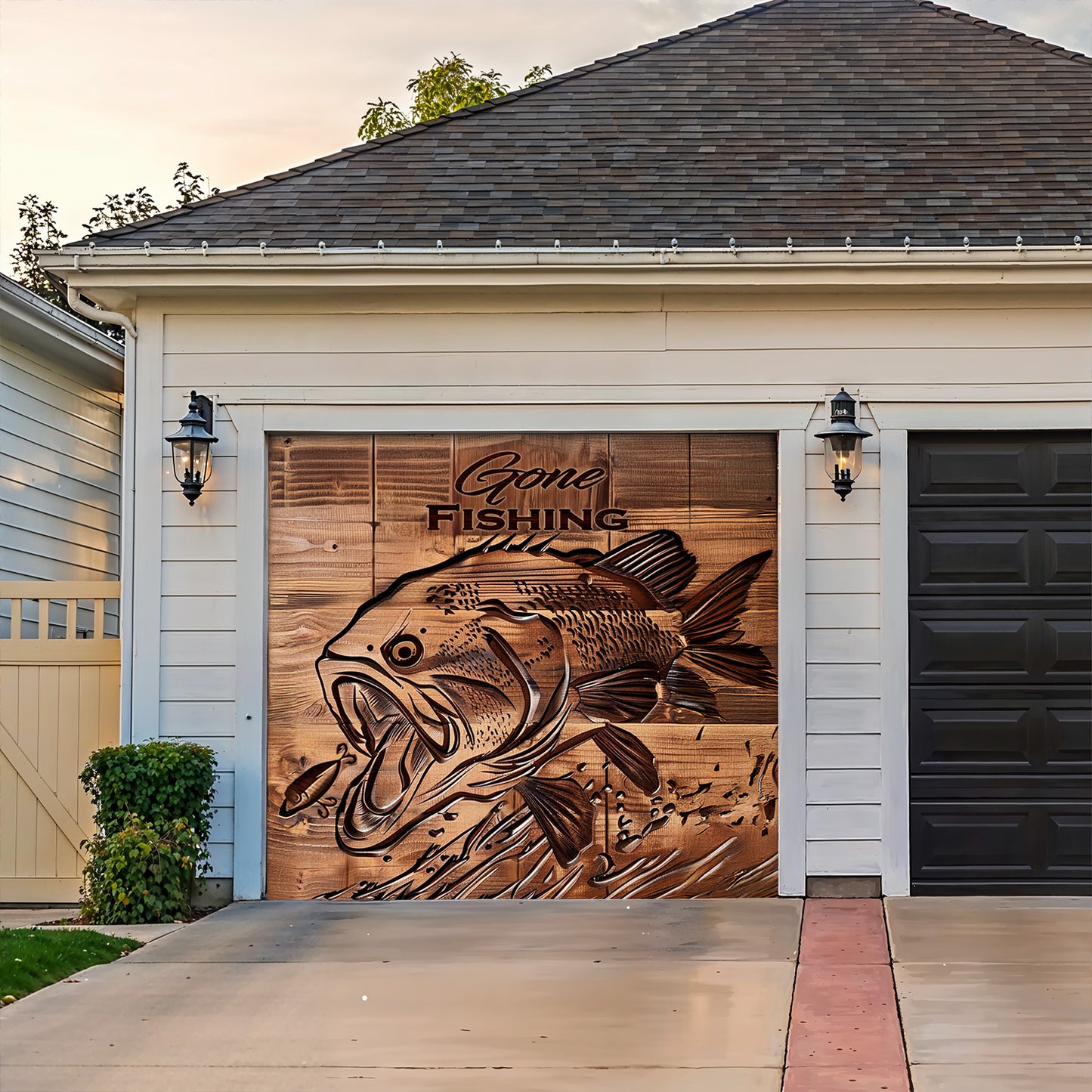 Lorva Fishing Garage Door Banner Decoration Gone Fishing