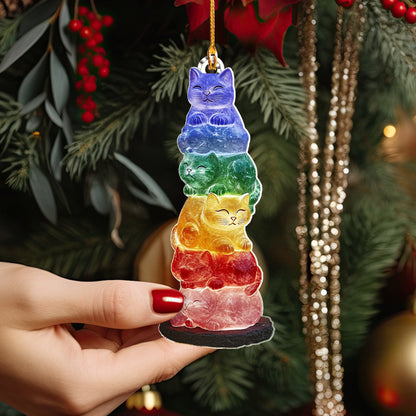 Lorva Cat 2D Acrylic Ornament Rainbow Purr Tower