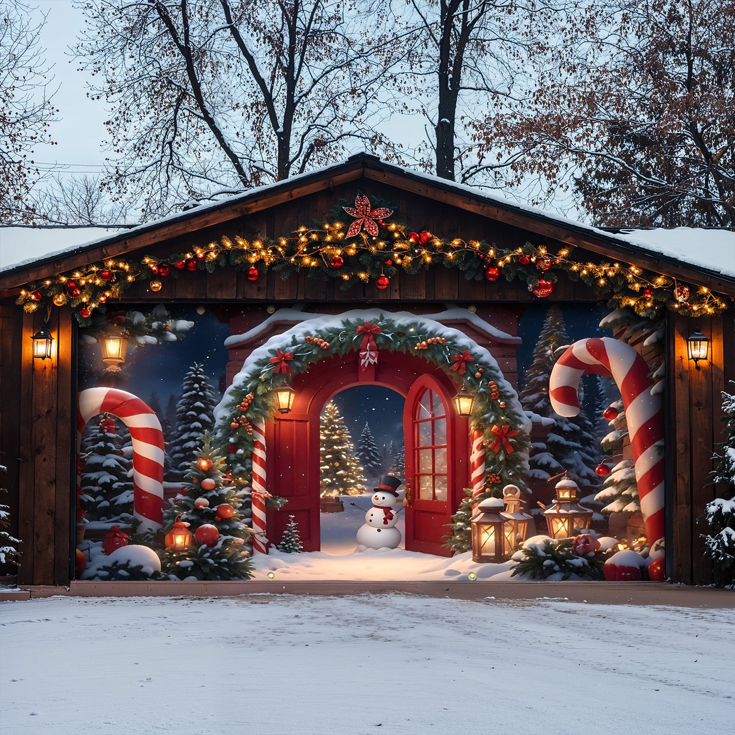 Lorva Christmas Garage Door Banner Decoration Christmas Gateway