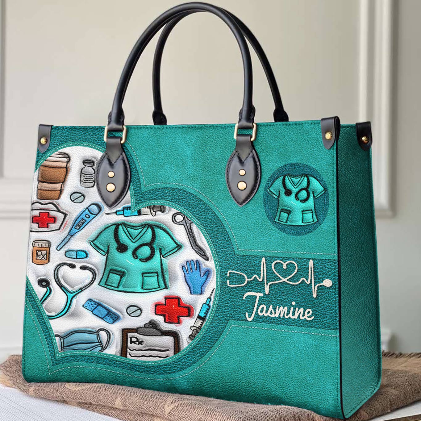 Lorva Personalized Leather Bag Puffy Nurse