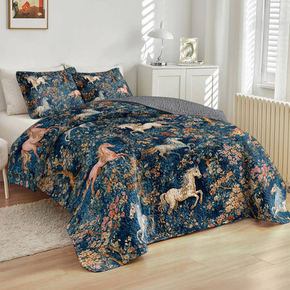 Lorva All Season Quilt 3-Piece Set Floral Forest Fairy Tale Horse
