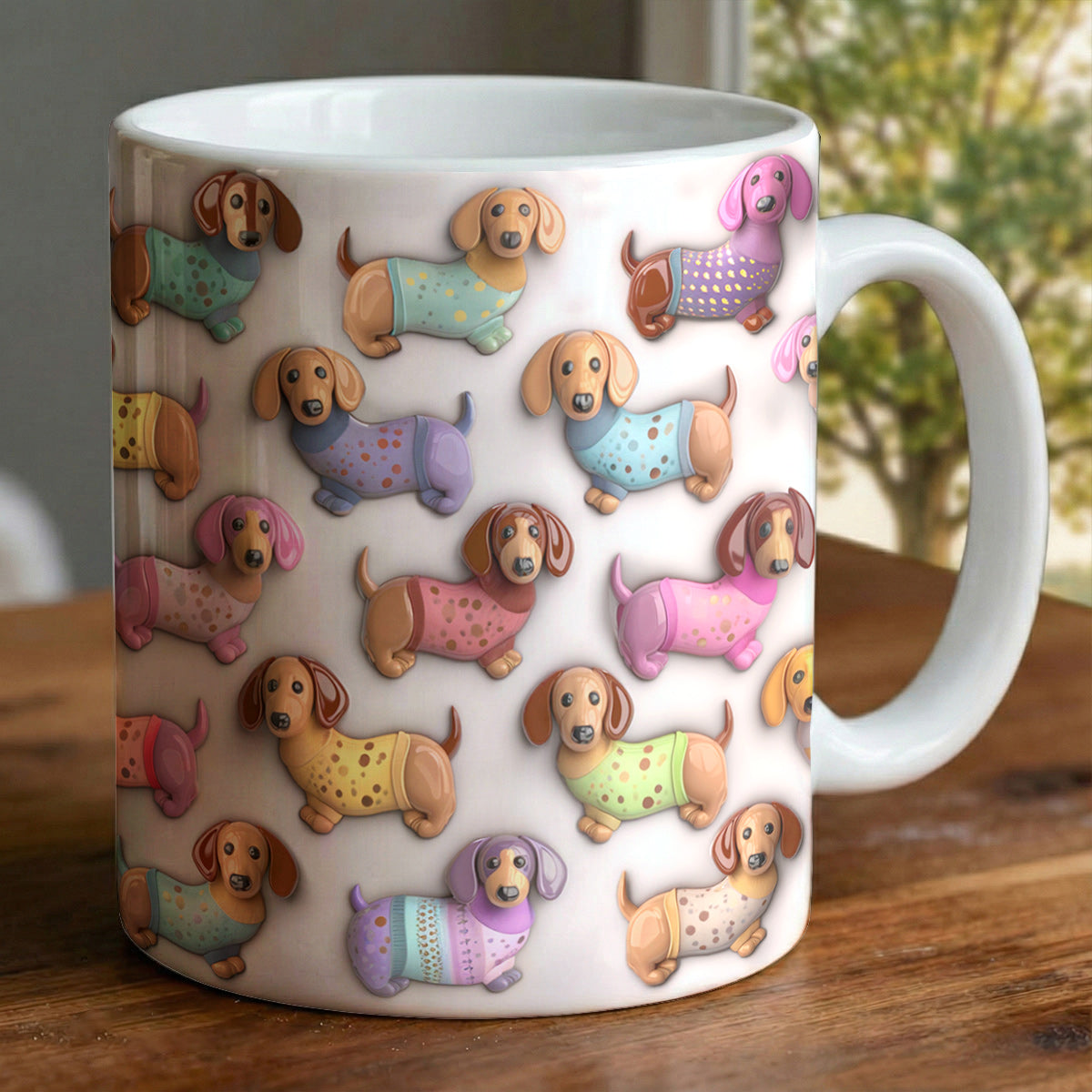 Lorva Flat Print Mug Beautiful Pretty Dachshunds