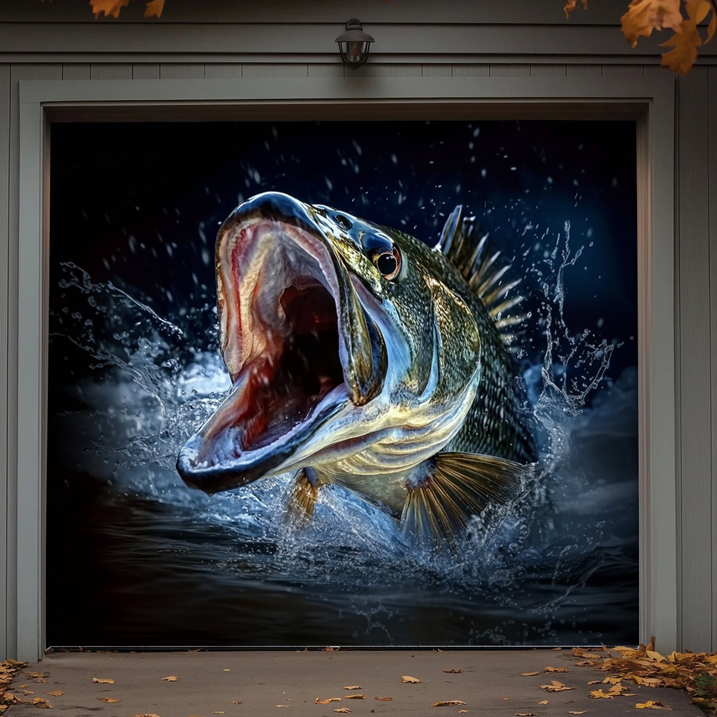 Lorva Fishing Garage Door Banner Decoration Gone Bassin'