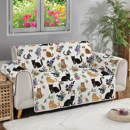 Lorva Sofa Cover Set Cute Floral Cats
