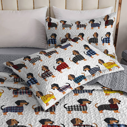 Lorva All Season Quilt 3-Piece Set Amazing Flannel Dachshund