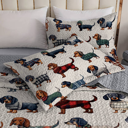 Dachshund Lorva All Season Quilt 3-Piece Set Joyful