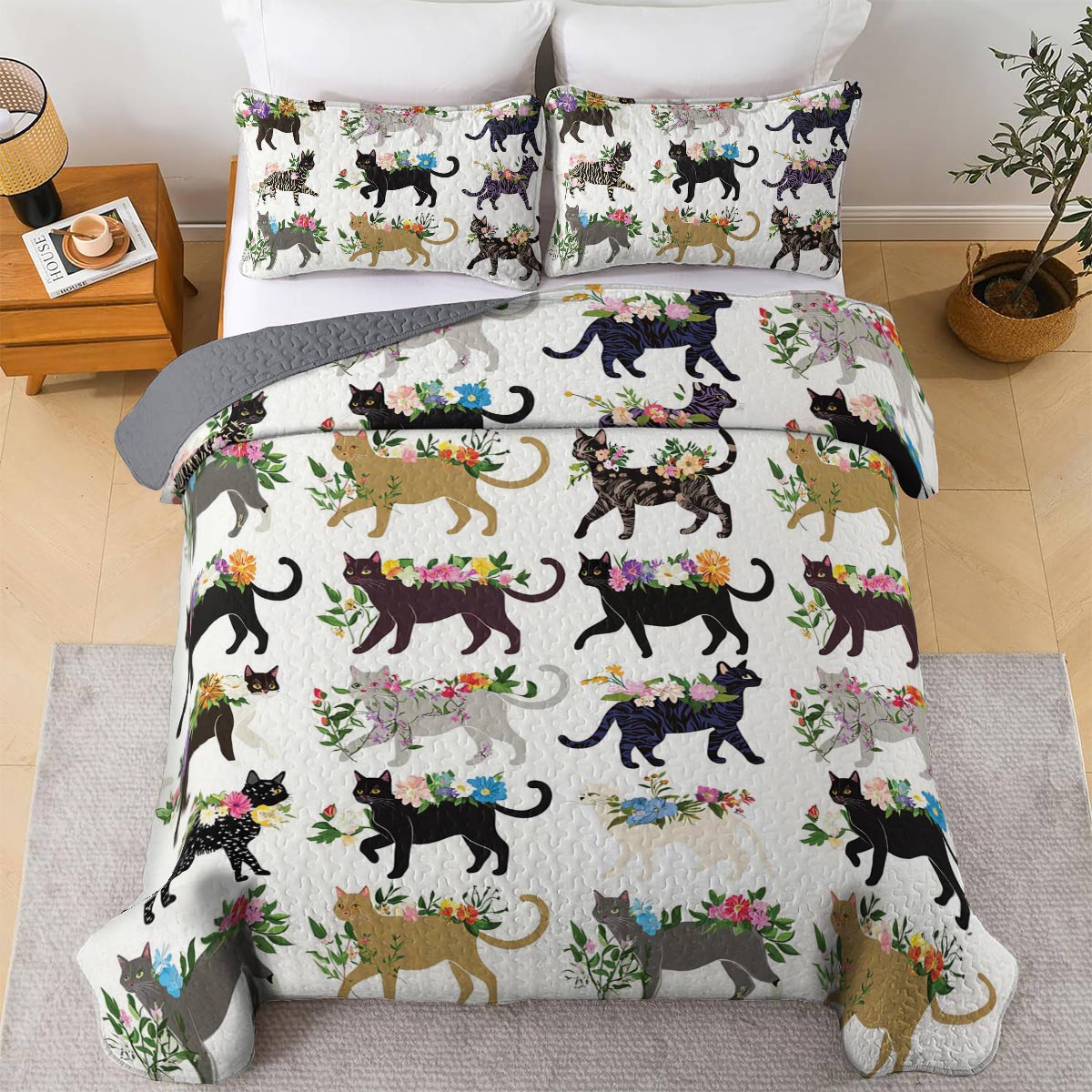 Lorva All Season Quilt 3-Piece Set Charming Floral Catwalk