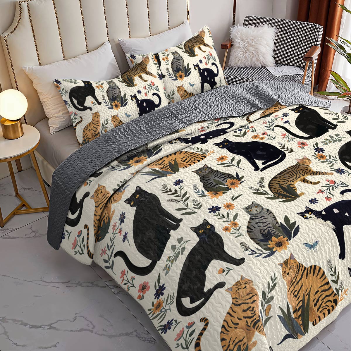 Lorva All Season Quilt 3-Piece Set Majestic Whiskers
