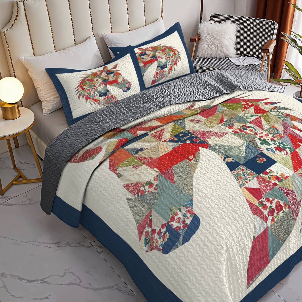Lorva All Season Quilt 3-Piece Set Floral Horse Dream