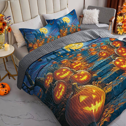 Halloween Lorva All Season Quilt 3-Piece Set Haunted Pumpkin Path