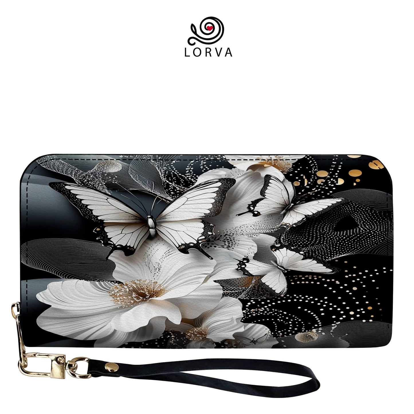 Lorva Butterfly Leather Wallet Midnight Flutter