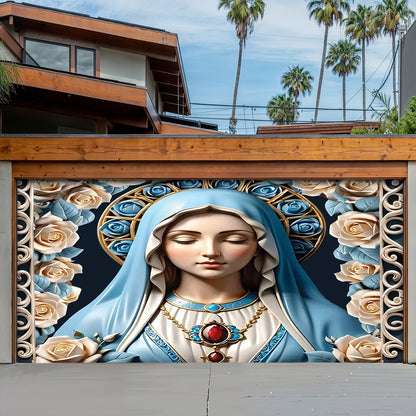 Lorva Christmas Garage Door Banner Decoration Blessed Virgin Mary