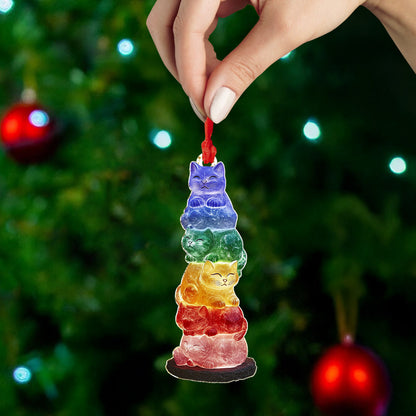 Lorva Cat 2D Acrylic Ornament Rainbow Purr Tower