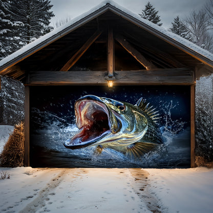Lorva Fishing Garage Door Banner Decoration Gone Bassin'
