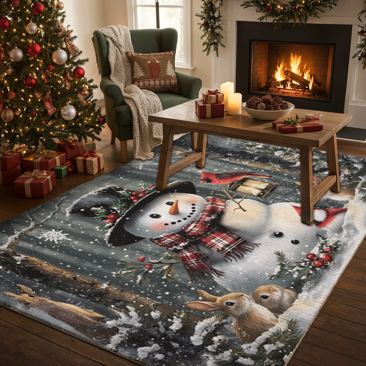 Lorva Snowman Christmas Area Rug Love Time