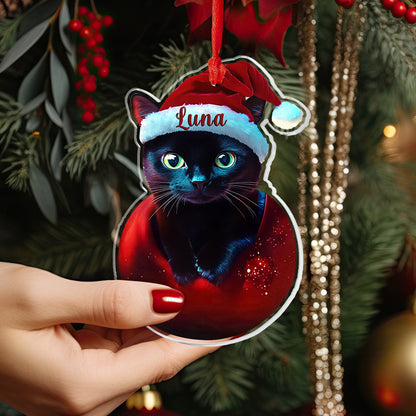 Lorva Cat Personalized 2D Acrylic Ornament Cute Black Cat