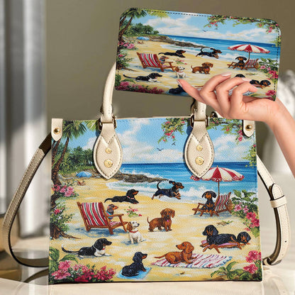 Lorva Leather Bag Dachshund Beach Party