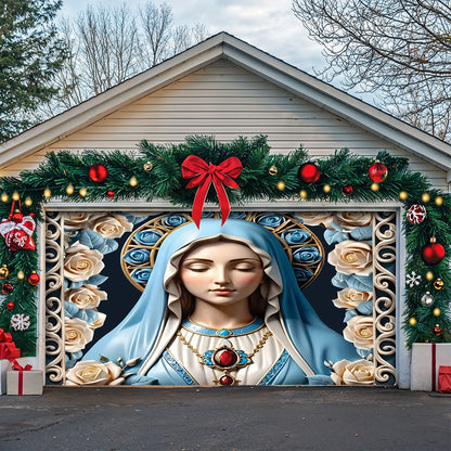Lorva Christmas Garage Door Banner Decoration Blessed Virgin Mary